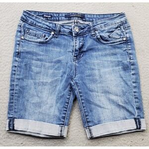 VIGOSS Studio Bermuda Shorts Womens 27 Blue Denim Medium Wash Cuffed Hem Outdoor